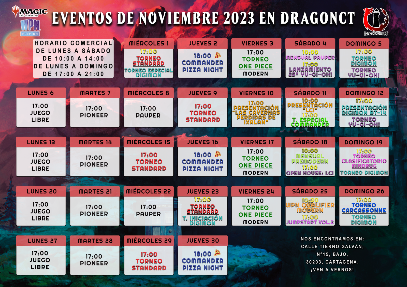 CALENDARIO DE EVENTOS NOVIEMBRE 2023 CALENDARIO DE EVENTOS NOVIEMBRE 2023